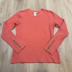 Sundance Women Size Small Long Sleeve Thermal Waffle Coral Orange Cozy‎ Boho